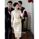 
LISM International First-line Brand Lady Wedding Dress 2025 Autumn and Winter New Lady Wedding Dress Temperament Cheongsam Daily Milk White L