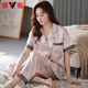 Yalu high-end 2025 pajamas for women in summer satin short-sleeved trousers new summer silk summer middle-aged mother home clothes 6626 L (weight 100-120 Jin [Jin equals 0.5 kg])