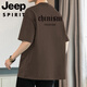 
JEEP SPIRIT260g heavy pure cotton short-sleeved T-shirt men's American loose top letter printed half-sleeved round neck T-shirt M09-T681 dark green S