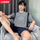 Hengyuanxiang pyjamas Coton masculin Coton Coton à manches courtes à manches courtes minces plus taille pour hommes décontractés pour hommes et à la maison d'automne de taille pour hommes à manches à manches courtes pour hommes [100-125Jin [Jin est égal à 0,5 kg]]]