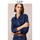 LILY2025 new winter women's clothing retro classic shoulder casual temperament commuter denim shirt jacket short 401 blue L