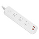 Power strip with three positions and five holes, with USB fast charging, with master control and light, white with three positions and five holes, with 3 USB