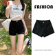 Langsha black denim shorts for women summer 2025 new high waist slim ins hot girl style outer wear elastic hot pants