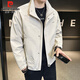 Pierre Cardin jacket men's spring and autumn loose stand-up collar trendy top casual jacket men's clothing off-white XL