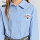 Teenie Weenie Kids Bear children's clothing autumn and winter girls retro classic lapel cotton shirt blue 140 cm