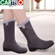 
CARTELO crocodile (CARTELO) plus velvet thickened snow boots for women in winter fur integrated boots flat sole non-slip mid-boots warm mother cotton shoes 719 black 36