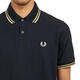 Fred Perry Men's Two-Color Lapel Men's POLO Shirt M12157 Made in UK Clothing Underwear Casual Business Black / Champagne One Size M