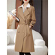 Kouyiya brand new women's clothing Khaki windbreaker jacket for women mid-length 2025 autumn new small casual coat Khaki M Recommended 115 Jin [Jin equals 0.5 kg]