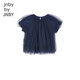 Jnby by JNBY New Jiangnan Buyi children's short-sleeved shirt A-type raglan sleeves round neck loose 25 autumn girls 1P7213050 413/grey navy 140 cm