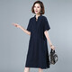 Egeangy Light Luxury Brand Kleid für Frauen 2025 Sommer neuer kurzärmeliger, lose modische und vielseitige Pendler-High-End-Rock-Marine Blue M ist für rund 90-110jin geeignet [Jin ist gleich 0,5 kg]