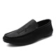 Goldlion 2025 Neue Sommer-Herrenschuhe, Bohnenschuhe, Herren-Trendy British Business Casual Lederschuhe, koreanische Mode faule Schuhe, Yl-D838_Black 39