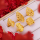 Keshan quality light luxury 999 Bengal red gold sand gold hollow women's flower big ring imitation gold color women's fashion personality diamond double leaf ring Lao Fengxiang quality