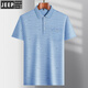 Jeep Middle-aged Men's Lapel Ice Silk Short Sleeve T-shirt Daddy Outfit Loose Casual POLO Shirt Middle-aged Thin Summer T-shirt 9855 Gray M 48/165