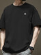 Camiseta de manga corta de Vancl Trendy American American para hombres en Summer Pure Cotton Round Neck Versátil Versátil 2025 NUEVA Marca de moda Flower Hong Kong Estilo Camiseta Negra-1365 de algodón de manga corta-100% puro 2XL [sugerido 170-195Jin [Jin equivale a 0.5 kg]]]