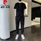 Pierre Cardin Anzug Herren Sommereis Seide Kurzärärmelte T-Shirt für Männer trendy Slim Fit hübsches neun-Punkte-Hose Freizeitsport zweiteiler Set Grey 719 Anzug M Empfohlen 85-105jin [Jin gleich 0,5 kg]