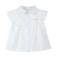 Inman Girls Sleeveless Shirt Lace Small Flying Sleeves Summer Fashion Lapel Casual Cotton Top for Middle and Large Children White 150