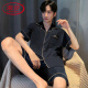 LangSha light luxury high-end pajamas for men in summer thin ice silk short-sleeved teenagers can wear outside for men 2025 new home 12532 [Yunduo Cotton Crepe] L Recommended height 170, weight 100-130
