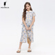 POLOWALK 100% cotton children's clothing girls short-sleeved shirt 2025 summer new printed versatile top blue 120