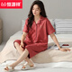 Hengyuanxiang Xinjiang Pajamas Pantalias de algodón Summer Nuevos pantalones cortos de manga corta Cárdigan de mediana edad y jóvenes Ropa del hogar de rodilla delgada Pantalones de manga corta #N9896 XL [Adecuado para 120-140Jin [Jin iguala 0.5 kg]]]