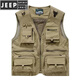 JEEP SPIRIT Spring and Summer Men's Shield Vest Vest Workwear Loose Outdoor Fishing Photographer Vest Workwear 7898 Black S 90-100Jin [Jin equals 0.5 kg]