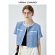 Vega Changvegachang Frauen Kurzjacke 2025 Neue Frühlings- und Sommer Retro Eleganer Stil gewebter kleiner Geschmack Kurzarmjacke Sky Blue_Second Batch s