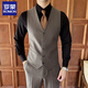 Romon (Romon) Anzug männlicher schlanker Bräutigam Hochzeitskleid Formale Tragen brauner britischer Stil hübscher kleiner Anzug Herrenjacke braun [Anzug + Hose + Weste] + Hemd S 165 [Vorschlag 90-105jin [Jin gleich 0,5 kg]]