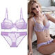Victoria Palace Ultra-Thin Sexy Bra Transparent Bow Lace Bra Big Breast Look Small Large Size Push-up Sexy Underwear Set Lotus Root Pink 80B/36B with L Size Panties