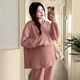 Autumn suit for pregnant women, Korean style loose long-sleeved hooded sweatshirt, fashionable and foreign-style outer wear tummy-supporting pants, hot mom complete set, gray suit XL 120-140Jin Jin equals 0.5 kg