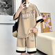
LuBaoshidun summer high school student trendy ice silk short-sleeved T-shirt suit for men's junior high school handsome new youth sports set 681 meters white suit M Reference 80-100Jin [Jin equals 0.5 kg]
