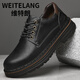 Weitelang Vitran 46 Grande taille 45 Chaussures pour hommes Retro Big Head Skin Shoes British Casual Resseriss Work Chaussures Martin Boots Chaussures de haut bas pour hommes 9711 Black 38