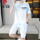 Pierre cardin 2025 summer new short-sleeved suit men's youth versatile shorts casual sports two-piece set gradient color men's clothing 6187 gray XL [suitable for 120-140Jin [Jin equals 0.5 kg]]