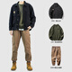An Chuxia American sports suit men's spring and autumn men's heavy retro hunting jacket three-piece casual workwear set three-piece set brown jacket + coffee sweater + khaki pants XL