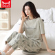 
Catman MIIOW pajamas for women in spring and summer short-sleeved trousers Korean style students can wear pure cotton home clothing suits outside in summer YZT9720 Short-length L (100-120Jin [Jin equals 0.5 kg])