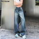 
Fashionable American fashion retro jeans for women in summer 2025 high waist slim loose and casual wide-leg pants for women