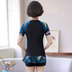 Bai Qixin's mother's swimsuit for women 2025 new style enlarged conservative split short-sleeved belly-covering slimming hot spring seaside vacation middle-aged and elderly 2582 black one size fits all 80-120 Jin Jin equals 0.5 kg