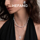 HEFANG He Fang Jewelry Bubble Nebula Necklace Clavicle Chain Light Luxurious and High-end Ladies Birthday Gift for Girlfriend Combination (Galaxy Gray Necklace + Earrings)