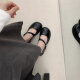 S.SOFEA韩版粗跟单鞋黑色小皮鞋法式复古玛丽珍鞋 X12033-7 黑色 35