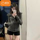 Cotton American hooded slim cardigan sweater for women in spring and autumn 2025 new small high-end top coat 9001 white and gray [regular high quality 28] L 100-120Jin [Jin equals 0.5 kg]