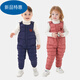 Warm winter baby overalls suit winter outer wear plus velvet for boys and girls baby open jumpsuit down cotton trousers bean paste red (plus velvet) 80 70-80CM