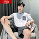 Langsha Sommer Herren-Pyjamas Kurzarm Shorts Cotton Teenager Jugendliche koreanische Studentin großer Home-Anzug mit mittlerem Alter dünne 9930 l Männer (Empfohlen 100-130jin [Jin gleich 0,5 kg])