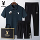 花花公子（PLAYBOY）爸爸冰丝短袖POLO.衫夏季中年男士休闲运动套装父亲节衣服 6629款-白色【上衣+短裤】 M 穿95-110斤