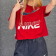 Nike (NIKE) short-sleeved women's clothing 2025 summer new fitness training sportswear half-sleeved round neck breathable casual short T-shirt pure cotton HF6291-687 fitness red XL