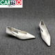 卡帝乐鳄鱼（CARTELO）欧洲站女鞋2025春季新款欧货真皮细跟浅口尖头镂空猫跟休闲单鞋女 白色 36