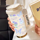 
Lok Lok Lok Simple Butterfly Thermal Cup Stainless Steel Portable Double Drinking Coffee Cup 2025 New Women's Straw Water Cup High-Precision BW1049 Dark Pink Butterfly A+ with Lanyard 316 Stainless Steel