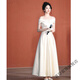 Really white evening dress for women, high-end light luxury, niche engagement, certificate registration, small person's art exam graduation, can be worn at ordinary times, white long S