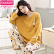Modal 100% pure cotton pajamas for women in spring and autumn long sleeves sweet and cute summer cotton Korean style home clothing autumn and winter set 6628 T5352 L (recommended to wear 105-125 Jin [Jin equals 0.5 kg])