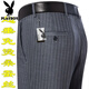 Playboy high-end mulberry silk drooping anti-wrinkle men's trousers in summer thin middle-aged high-waist loose straight-leg professional pants T9906 blue-gray fine thin 38 waist 2 feet 9