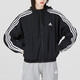 阿迪达斯（adidas）外套女 2025夏季新款运动休闲服时尚防风衣连帽开衫透气夹克上衣 梭织连帽/三条纹/黑色/偏小一码 S (160/84A)