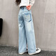 
Wooden wooden house girls jeans spring and autumn children's loose wide-leg pants medium-sized children's casual trousers spring fashionable and fashionable children's clothing