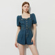 Dokte 2025 Sommer New Blue Denim Jumpsuit Frauen gut aussehender französischer Jumpsuit Jumpsuit Denim Blue M.